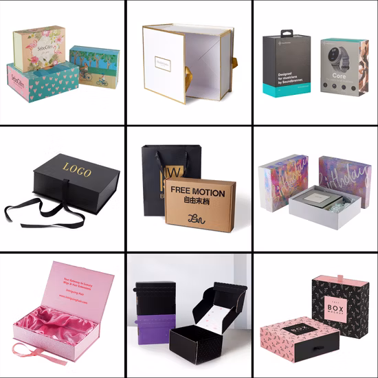 カスタム印刷された硬質ボール紙折りたたみ式高級梱包リサイクル可能なクラフトギフト紙箱